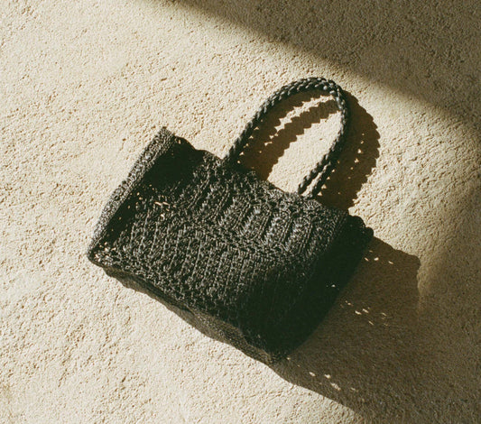 ORLA BAG -- BLACK RAFFIA